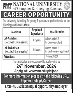 National University of Computer and Emerging Sciences Jobs