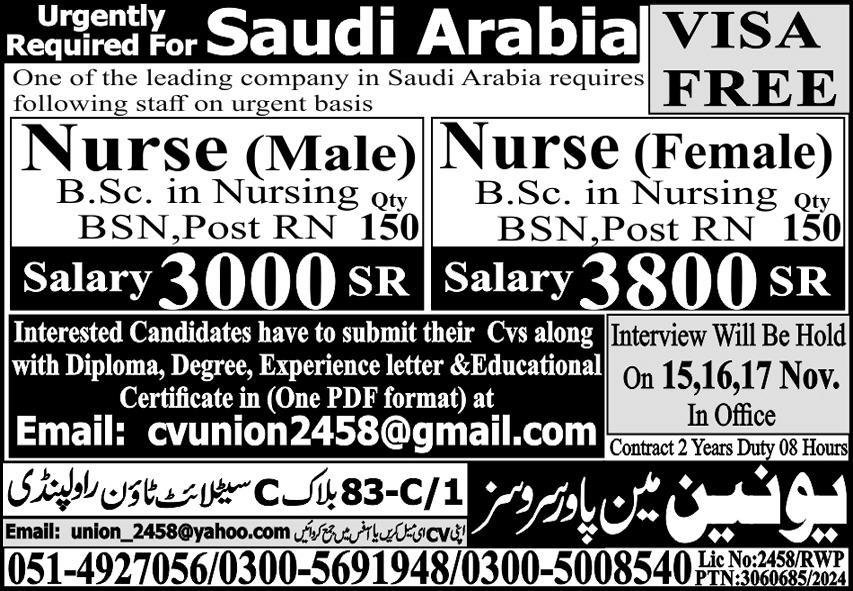 Saudi Arabia's 2024 Job Market for Male and Female Nurses