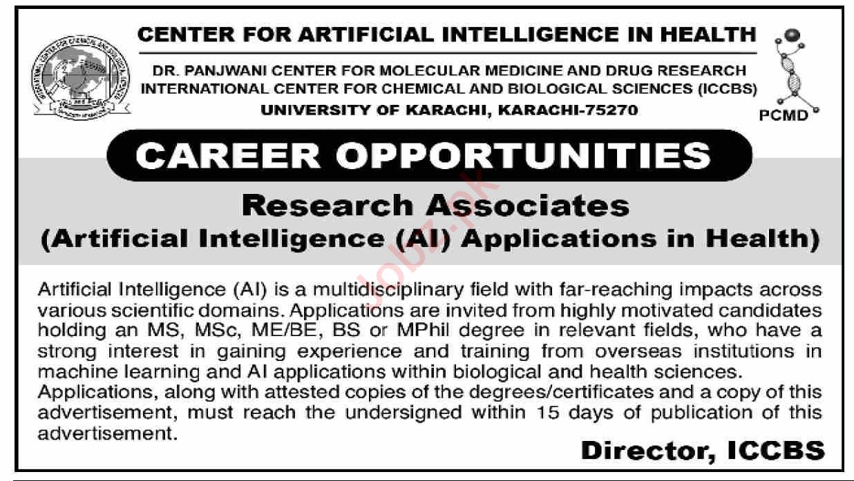 Job Opportunities as Research Associates at ICCBS University of Karachi