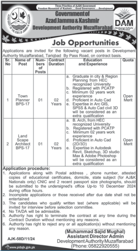 AJK Development Authority Career Opportunities