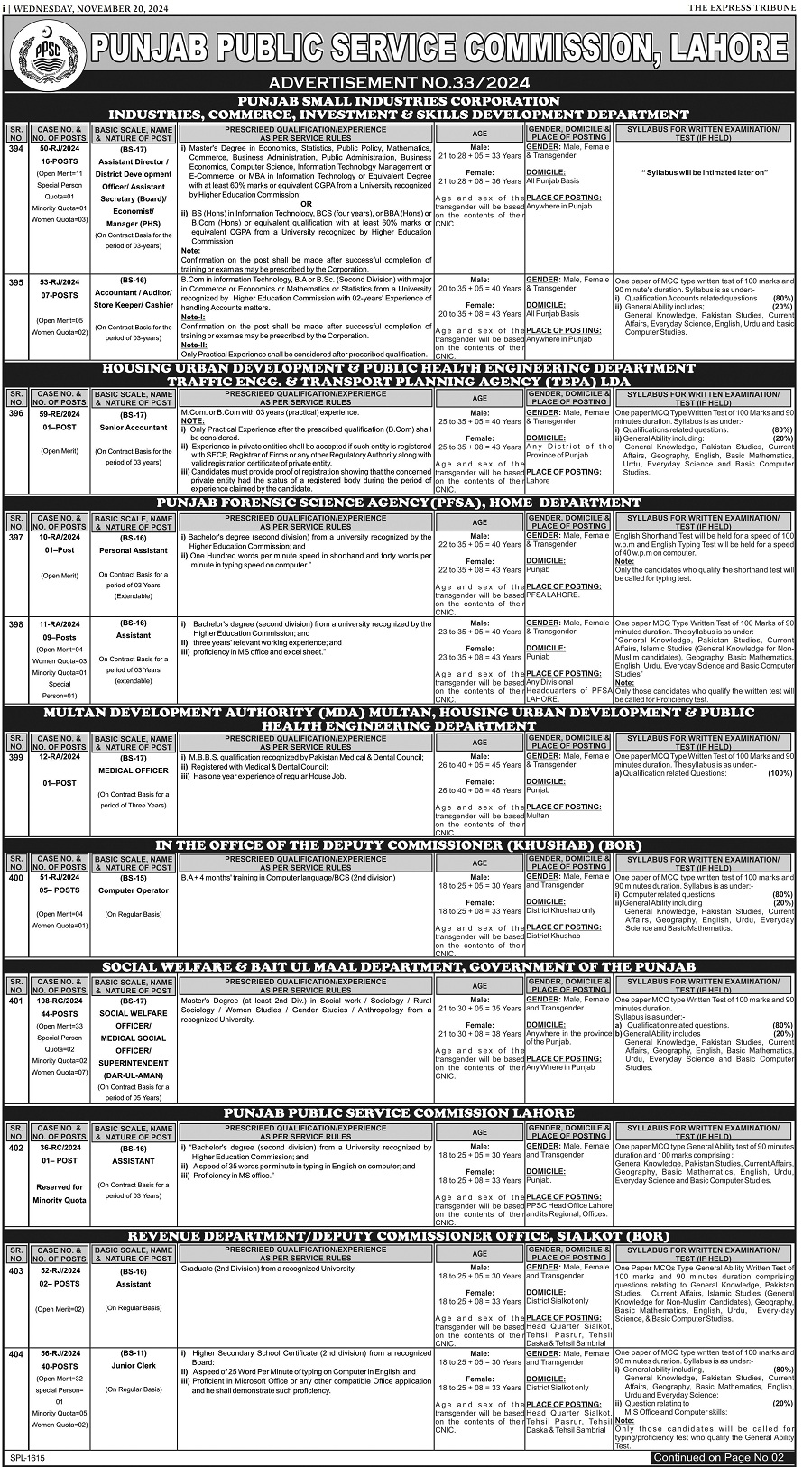 Jobs at PPSC for Accountants and Assistants