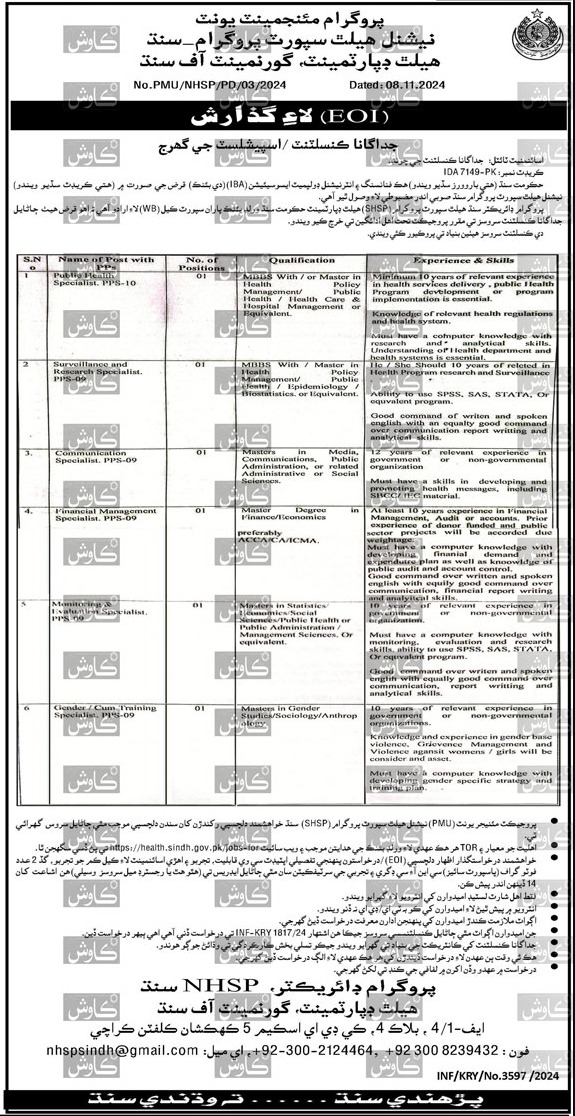 Jobs in Karachi's Program Management Unit for 2024