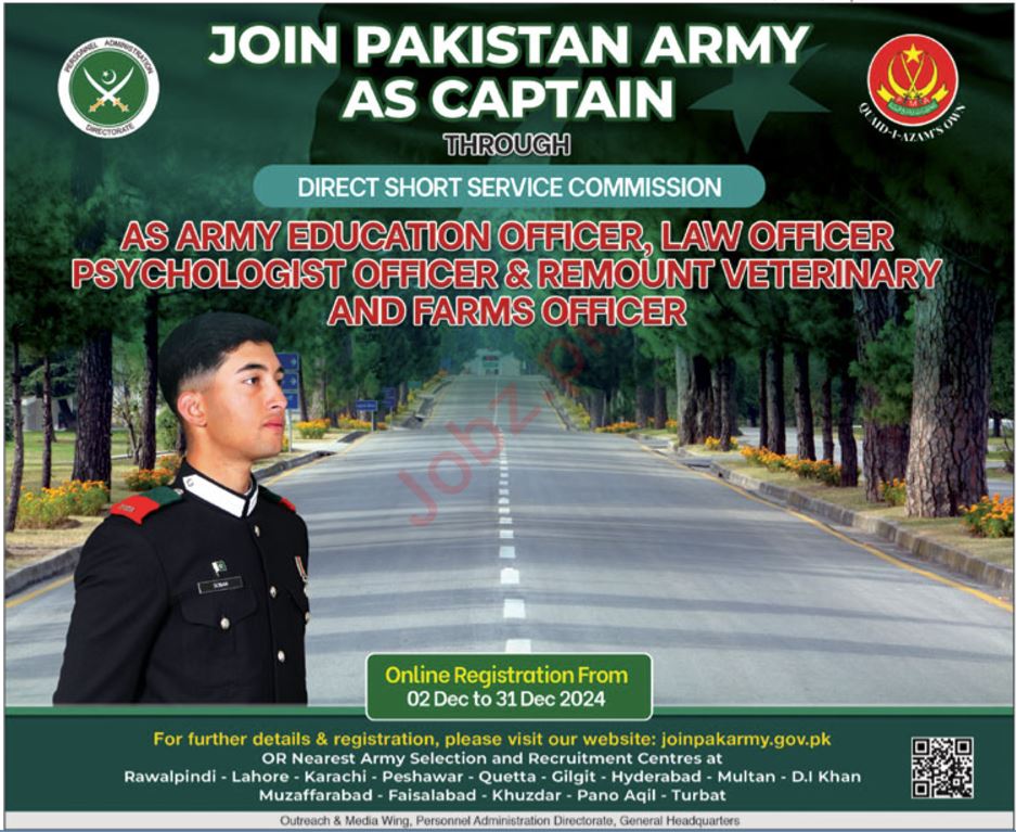 Jobs for Education Officers in the Pakistan Army