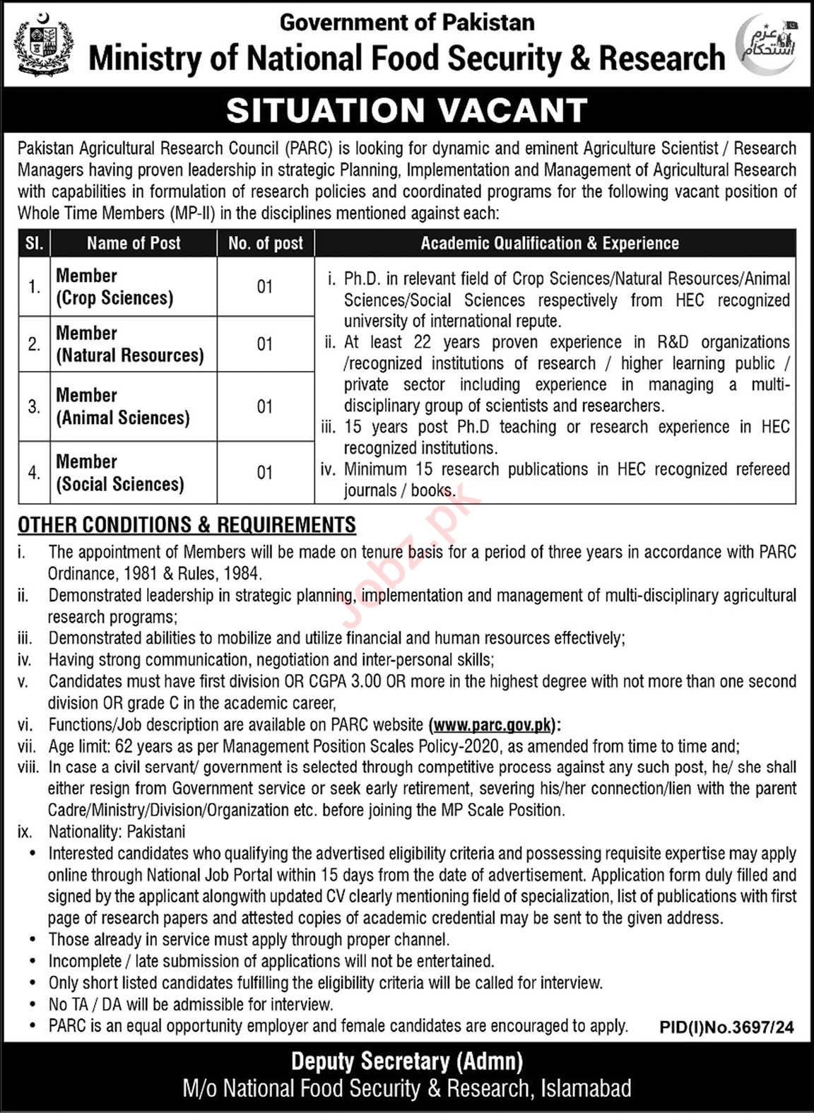 Available Jobs in the National Food Security Ministry