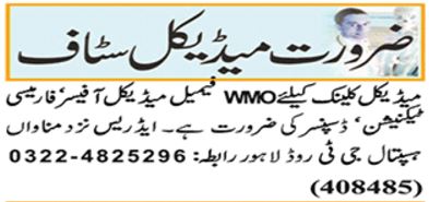 Jobs for Female Medical Officers and Dispensers in Lahore, 2024