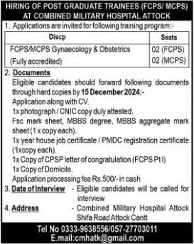 Program for Postgraduate Trainees at CMH Hospital Attock 2024