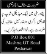 Jobs for Pharmacy Technicians in Peshawar 2024