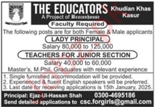 Jobs for Teachers in Kasur, 2025