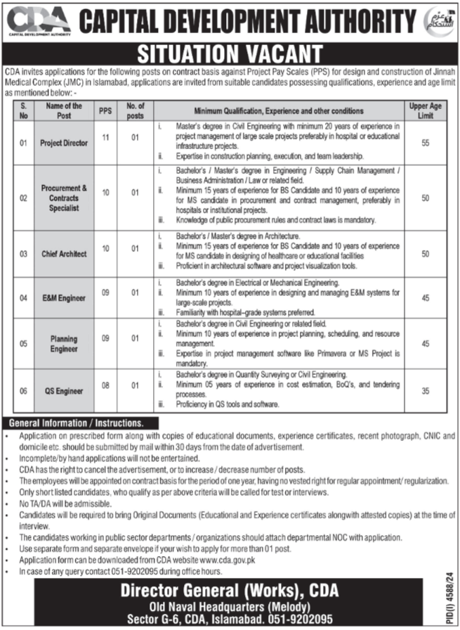 Available Jobs at the Capital Development Authority (CDA)