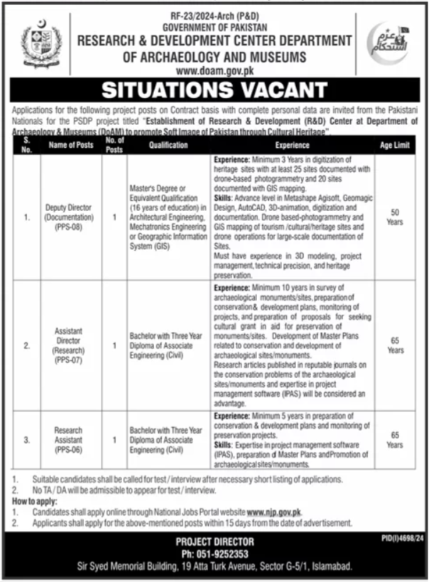 Jobs at Islamabad Department of Archaeology & Museums for 2025