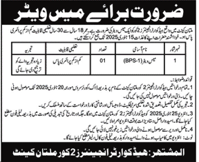 Core Multan Cantt Headquarter Engineers Jobs 2025