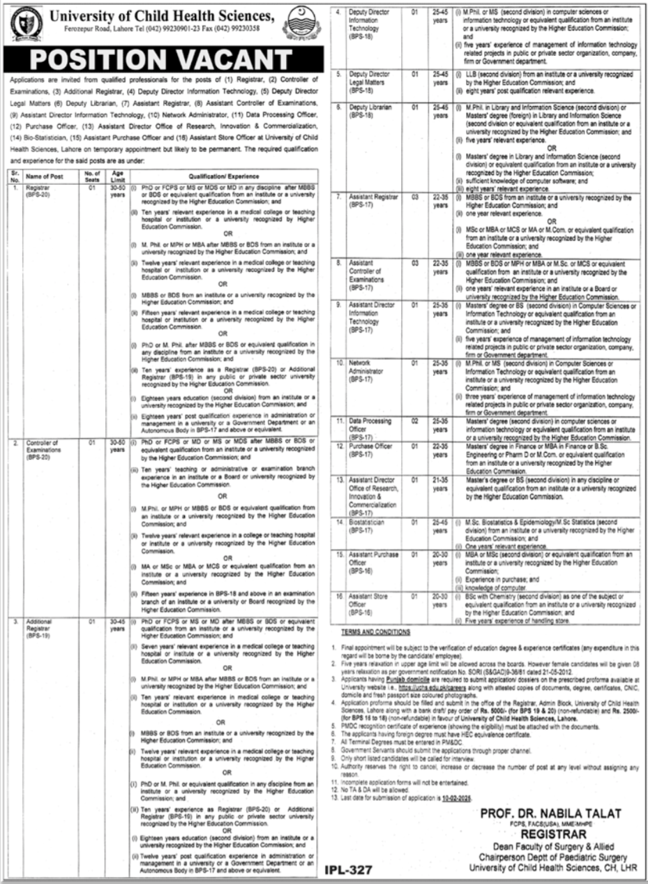 Child Health Sciences University Jobs 2025