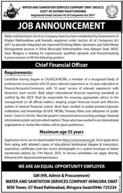 Water & Sanitation Services Company WSSC Mingora Employment Opportunities 2025