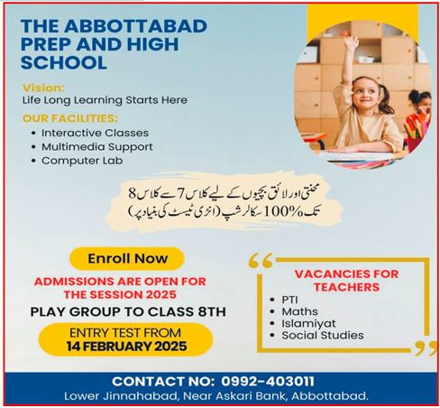 Jobs at Abbottabad Prep School & College 2025