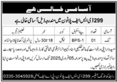 Cook Jobs at 299 DSF Platoon Karachi 2025