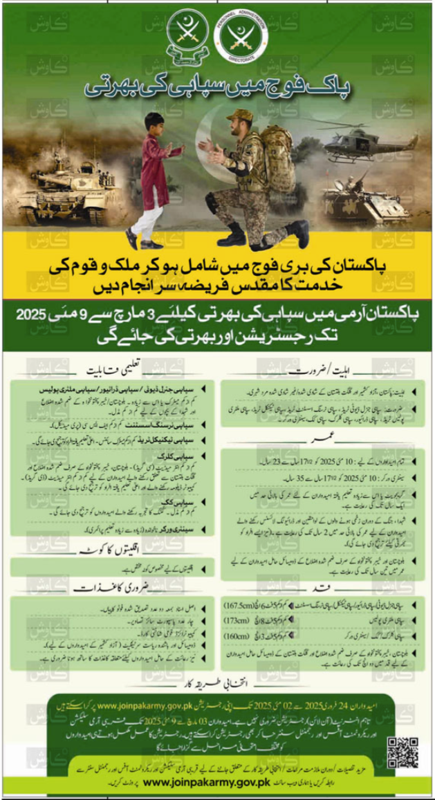 Job Notice for Pakistan Army Karaci 2025